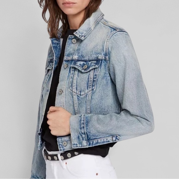 All Saints Jackets & Blazers - ALLSAINTS Hay Distressed Denim Jacket Blue Small EUC